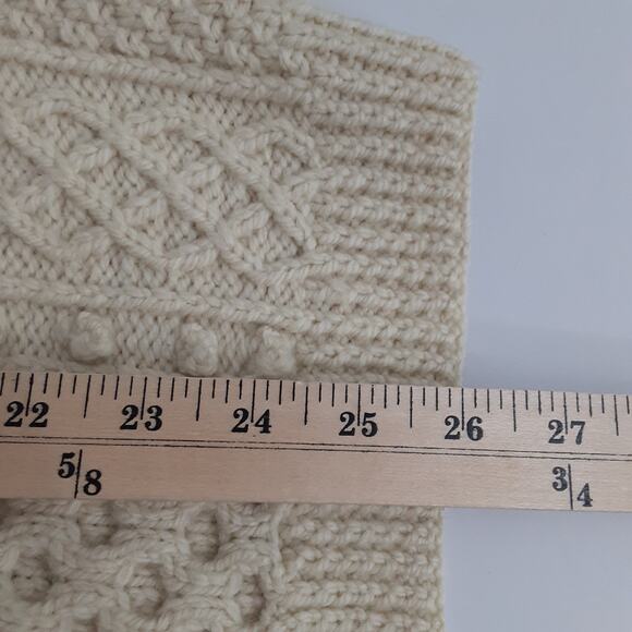 Vintage 80s Pure Irish Wool Cable Knit Bainin Sweater Handmade Aran Jumper L - Picture 6 of 8